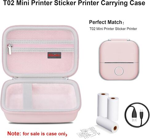 Elonbo Carrying Case for T02 Mini Printer, Compatible with Memoking/Omezizy/Memoqueen/Phomemo/Ponek T02 Portable Bluetooth Thermal Label Maker Bag, Small Smart Handheld Labeler Holder, Black in Saudi Arabia