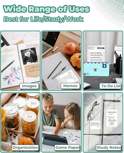 Memoqueen Portable Thermal Printer M04AS Inkless Sticker Printer 300dpi Bluetooth Label Printer, Support 15/53/80/110mm Printing Width, Suitable for Photos, Memo, Notes, to-Do-List, Gifts, Green in Kuwait