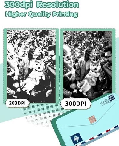 Memoqueen Portable Thermal Printer M04AS Inkless Sticker Printer 300dpi Bluetooth Label Printer, Support 15/53/80/110mm Printing Width, Suitable for Photos, Memo, Notes, to-Do-List, Gifts, Green in Kuwait