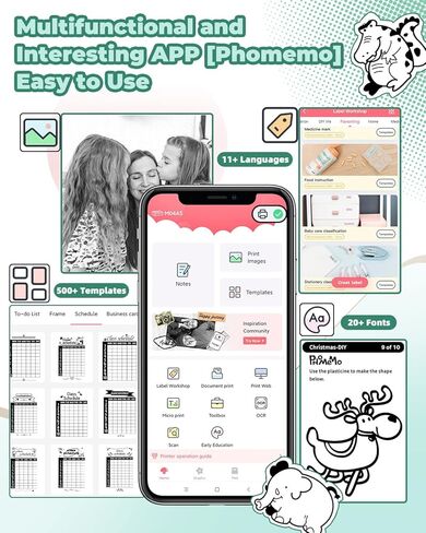 Memoqueen Portable Thermal Printer M04AS Inkless Sticker Printer 300dpi Bluetooth Label Printer, Support 15/53/80/110mm Printing Width, Suitable for Photos, Memo, Notes, to-Do-List, Gifts, Green in Kuwait