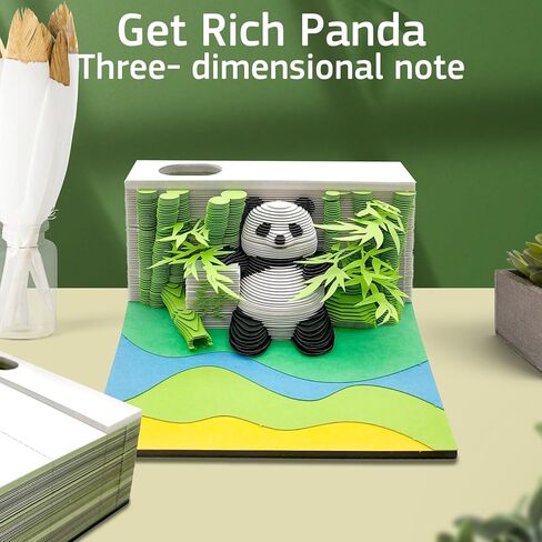 Time Piece Calendar 2024, 3D Art Panda Notes Pad Desktop Calendar Crafty Desktop Paper Decorative Sculpture with Pen Holder Weekly Calendar for Decoration Holiday Gifts in Kuwait