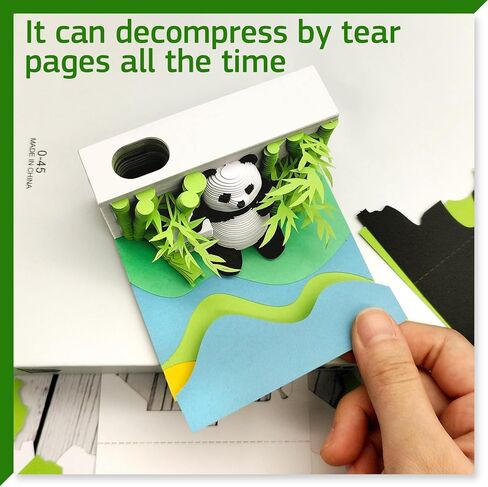 Time Piece Calendar 2024, 3D Art Panda Notes Pad Desktop Calendar Crafty Desktop Paper Decorative Sculpture with Pen Holder Weekly Calendar for Decoration Holiday Gifts in Kuwait