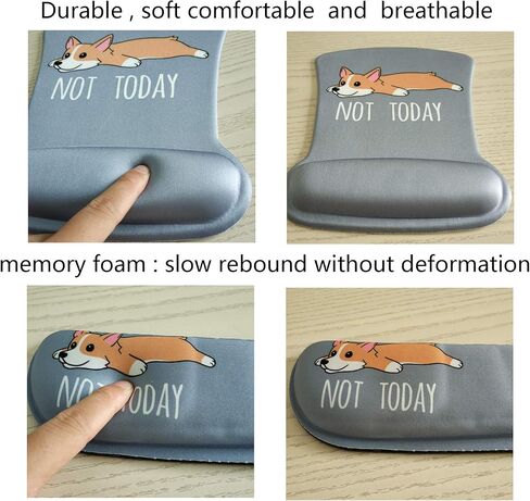 لوحة ماوس Not Today Corgi Dog مع دعم للمعصم ومجموعة جل لدعم لوحة المفاتيح للرجال والنساء والأطفال والكمبيوتر المحمول والمكتب والمنزل in Kuwait