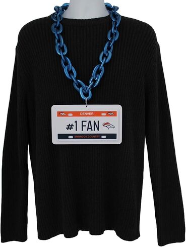 FOCO Denver Broncos NFL #1 Fan License Plate Team Necklace, Blue in Saudi Arabia