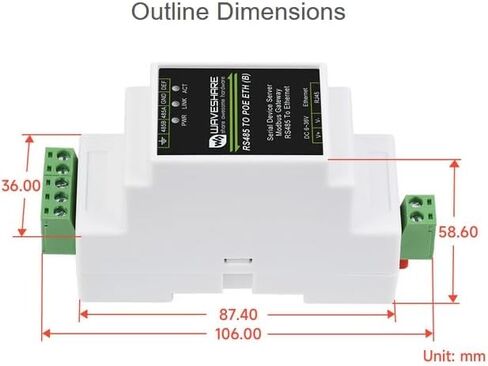 وحدة إيثرنت RS485 إلى RJ45 للخادم التسلسلي الصناعي مع وظيفة POE، وبوابة Modbus MQTT، وTCP/IP إلى تسلسلي، ونقل بيانات شفاف ثنائي الاتجاه بين RS485 وEthernet in Saudi Arabia