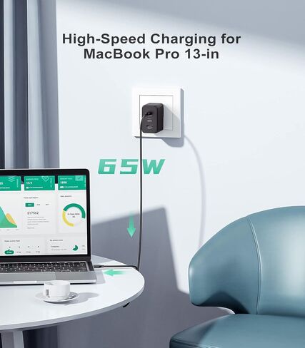 Aiibe USB C شاحن 65W 3-Port PD 3.0 شاحن سريع 65W GaN Wall Charger USB C Charger Block Type-C محول قابل للطي لـ MacBook Pro/Air، iPad Pro، iPhone 15/14/Pro، Galaxy S23 S22، Dell XPS13، أجهزة الكمبيوتر المحمولة in Kuwait