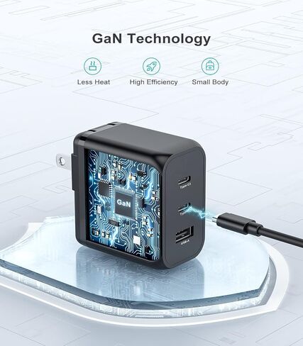 Aiibe USB C شاحن 65W 3-Port PD 3.0 شاحن سريع 65W GaN Wall Charger USB C Charger Block Type-C محول قابل للطي لـ MacBook Pro/Air، iPad Pro، iPhone 15/14/Pro، Galaxy S23 S22، Dell XPS13، أجهزة الكمبيوتر المحمولة in Kuwait