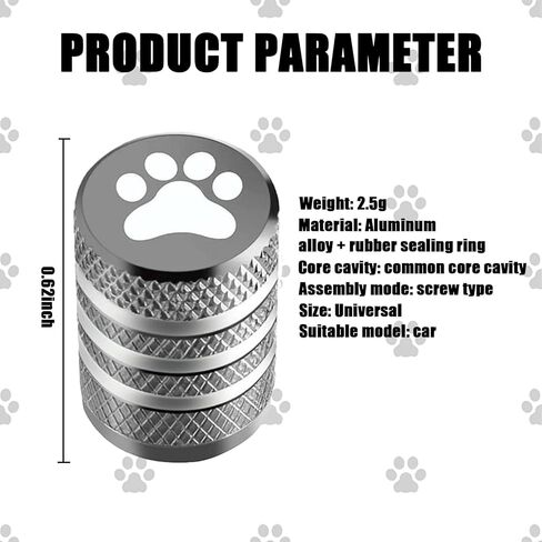Pack-5 أغطية جذعية لصمام إطارات السيارة، غطاء صمام الإطارات بنمط بصمة القدم لمعظم السيارات وسيارات الدفع الرباعي والشاحنات والدراجات (رمادي) in Kuwait