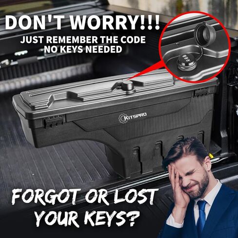 صندوق أدوات سرير الشاحنة KitsPro لـ 2002-2018 Dodge Ram 1500 2500 3500 و2019-2020 Dodge Ram 1500 جانب الركاب الكلاسيكي، صندوق أدوات تخزين قابل للدوران مع قفل مجموعة بدون مفتاح in Kuwait