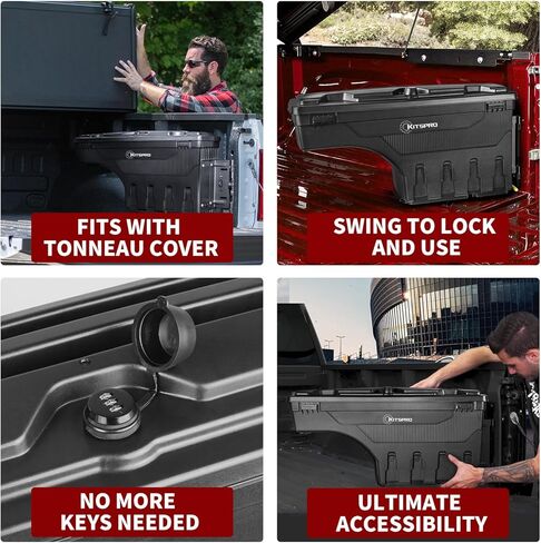صندوق أدوات سرير الشاحنة KitsPro لـ 2002-2018 Dodge Ram 1500 2500 3500 و2019-2020 Dodge Ram 1500 جانب الركاب الكلاسيكي، صندوق أدوات تخزين قابل للدوران مع قفل مجموعة بدون مفتاح in Kuwait