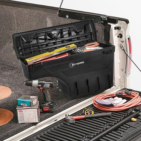 صندوق أدوات سرير الشاحنة KitsPro لـ 2002-2018 Dodge Ram 1500 2500 3500 و2019-2020 Dodge Ram 1500 جانب الركاب الكلاسيكي، صندوق أدوات تخزين قابل للدوران مع قفل مجموعة بدون مفتاح in Kuwait