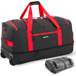 Fanwoli 32'' Rolling Duffel Bag with 2 Wheels - No-Sag Design for Heavy Loads, Expandable 100L-120L Carry on Luggage with Lock, Waterproof Foldable Lightweight for Travel, Camping,Moving