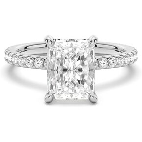 2ct Radiant Cut Moissanite Engagement Ring for women, D Color VVS1 Solitaire Moissanite Diamond, Sterling Silver with 14K Gold Vermeil