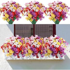 SAREAL Realistic Faux Outdoor Flowers, 20 Bundle UV Resistant Artificial Outdoor Flowers for Porch, Patio & Garden, Realistic Faux Plants for Home Decor