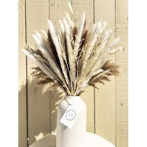 80pcs Natural Pampas Grass Bouquet, Boho Home Decor, 17 Inch Flowers Decoration, Dried Flowers, Pampass Floral Arrangements for Wedding or Room Decor