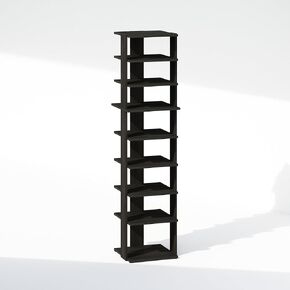 Furinno Compact 9-Tier Vertical Space Saving Free Standing Corner Shelf, Display Rack, Espresso