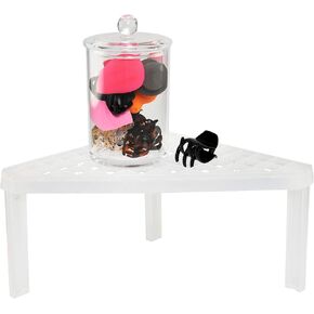 HOME-X Corner Stacking Shelf, Stackable Kitchen Storage, Cabinet Counter Desk Organizer, 13.5" L x 7.7" W x 6.5" H - White