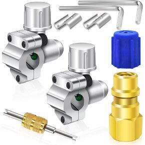 A/C Retrofit Valve Kit-Refrigerant Retrofit Valve Set, with R12 to R134A Low Side Adapter, BPV31 Bullet Piercing Valve, for HVAC Refrigerant System R12 R22 R502 R134A