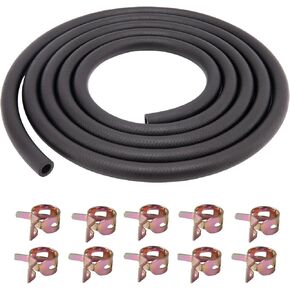 1/4"ID(6mm) Fuel Line Hose 10FT NBR Neoprene Rubber Push Lock Hose High Pressure 280PSI for Automotive Fuel Systems Engines(Black, 1/4"ID*0.47"OD, 10 Ft)