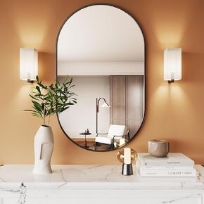 Oval Mirrors,Oval Bathroom Mirrors,20x28 Black Mirror,espejos decorativos de pared,Bathroom Mirrors for Over Sink(Black)