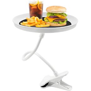 Adjustable Food Tray for Car, 360° Swivel Non-Slip Car Food Table for Drinks and Snacks, 8.7 Inches Diameter Swivel Car Clip Type Tray for Eating, Universal Car Accessories (Black)
