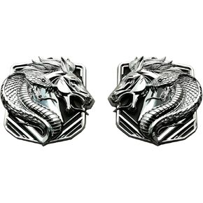 Pair New Custom Cobra Emblems Left Right 3D Badge Replacenment for Bronco F150 2024 Mustang GT Dark Horse Angry Aggressive (Black Red)