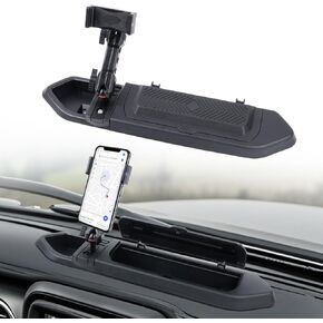 Phone Holder Storage Box Fit for Jeep Wrangler JL 2018-2023& Gladiator JT 2020-2023 Multi-Function Dash Organizer with Cover & Non-Slip Tray | No-Drill Phone Mount for JL/JLU/JT | ABS Car Accessories