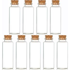 9 PCS 45 مل زجاجات زجاجية صغيرة مع سدادة الفلين ، زجاجة زخرفية ، الجرار القوارير ، جرة تخزين لطيفة ، متمنية زجاجة 30 × 90 مم (1.18x3.55inch)