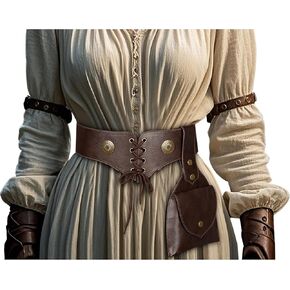 L'VOW Medieval Leather Belt Pouch Women's Viking Belt Side Bag for Renaissance LARP Costume Cosplay Accessory