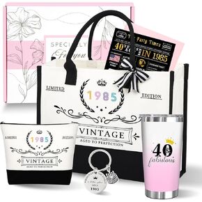 50th 1975 Birthday Gifts for Women, 50 Year Old Birthday Fabulous Gifts for Women, Cool 50th Gift Canvas Tote Bag Set for Woman, Turning 50th Cup Gift Basket for Her Mom Sister Wife