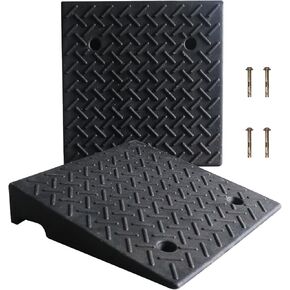 Curb Ramps for Driveway 4" Rise Height 2 Pack Heavy Duty Rubber Threshold Ramp, Portable Driveway Ramps for Cars Wheelchairs Motorcycle Scooter Lawn Mower, 7000lbs Load Capacity