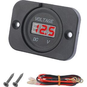 Volt Meter,Car Accessories Voltmeter,12V Voltage Meter,Voltage Meter Tester with LED Digital Display and Mounting Plate,Waterproof DC 12V 24V Car Volt Meter,Fit for Boat ATV UTV Motorcycle