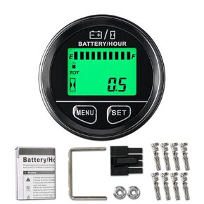 DC12~48V Battery Capacity Indicator Hour Meter Waterproof Voltage Display Meter Use for Lead-Acid Batteries Gel Batteries LiFeO4 Batteries AGM Batteries and Other Batteries
