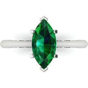 Clara Pucci 1.50 ct Marquise Cut Solitaire VVS1 Green Emerald Wedding Bridal Designer Anniversary Engagement Ring 14k White Gold
