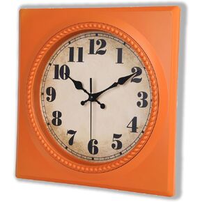 Wall Clock Vintage 1950s Style - Square Retro 12 Inch Wall Clocks Battery Operated for Kitchen Home Decor,Bronze