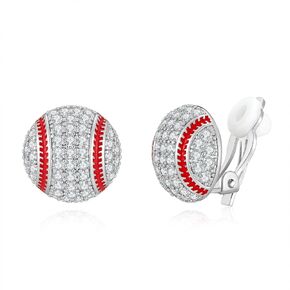 Basketball/Baseball Clip On Earrings for Women - Non Pierced Round Sports Ball Jewelry Gifts