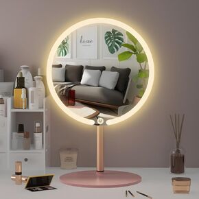 Vanity Mirror with Lights with 4K Ultra-Clear Clarity, Long-Press Touch Brightness Control, 3-Speed Brightness, and Multi-Angle Design – Perfect for Makeup & Grooming (Pink)