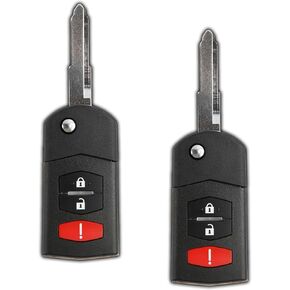 2X KeylessOption Key Fob Replacement for 2004 2005 2006 2007 2008 Mazda 6 Hatchback Wagon RX8 Remote, 3-Button KPU41788, Locksmith Required