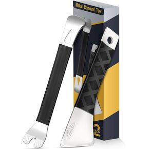 2-Packs Auto Trim Removal Tool Kit, Polished Stainless Metal Auto Body Pry Tools, Car Removal Pry Bar for Door Panel, Dashboards, Clips, Baseboard, Fastener
