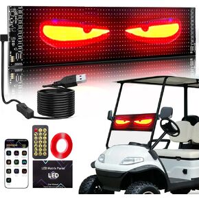 TOBWOLF Golf Cart Devil Eyes Light Sign, 23x5in Programmable Flexible Screen for Windshield with App Control, DIY Pattern Soft Screen LED Lights for Golf Car Trucks Festivals Decor