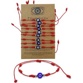 Evil Eye 7 Knot Lucky Bracelets Adjustable Handmade Braided Good Luck Bracelet Rope Cord Thread Friendship Bracelet for Women Men