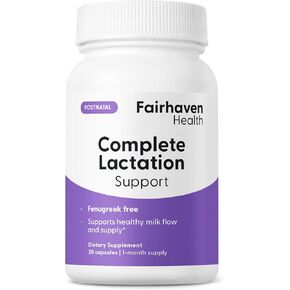 Fairhaven Health Complete Lactation Support | Lactation Supplement to Increase Breastmilk Production | Improve Breastfeeding Comfort* | Vegan Breastfeeding Supplements | Gluten Free | 30 Capsules