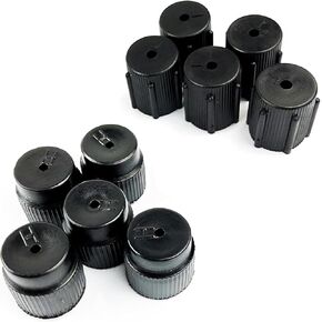 10 PCS A/C Valve Cap Kit, High & Low Pressure Port Sealing Covers, ABS Plastic Air Conditioning Service Caps, Universal Waterproof Dust Plugs for Car AC Repair and Maintenance (Black)
