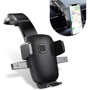 Dashboard Mobile Phone Holder, Suction Cup Base Navigation Bracket with Telescopic Arm, Multifunctional 360 Degree Rotation One-Handed Access Phone Fixer, Universal for Most Cars (Black)
