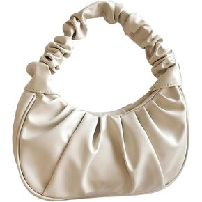 QWINEE Women's Ruched Underarm Bag Y2k Top Handle Solid Trendy Handbags Tote Bags