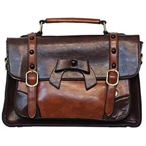 Vintage Inspired Handbag with Bow Accent, Dark Brown