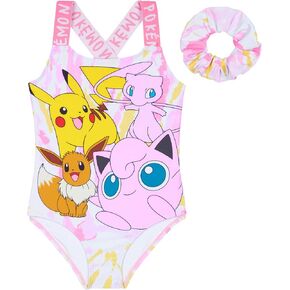 Pokemon Swimsuit with Hair Accessories for Girls Teens Bathing Suit Pool Beach Holidays
