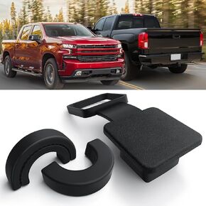 for Chevy Silverado 1500 Accessories 2007-2025 Tow Hook Covers Paired with Customized 2 Inch Rear Trailer Hitch Cover Heavy Duty Protection Stable and not Easy to Fall Off (Black)