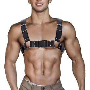 Harness for Man Adjustable Leather Harness Body Chest Half Harness Punk Belt Clubwear Costume