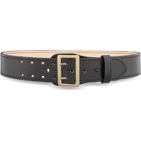 2-1/4" Plain Leather Sam Browne 2-Row Stitch Duty Belt - 100% Genuine Leather w/No Fillers